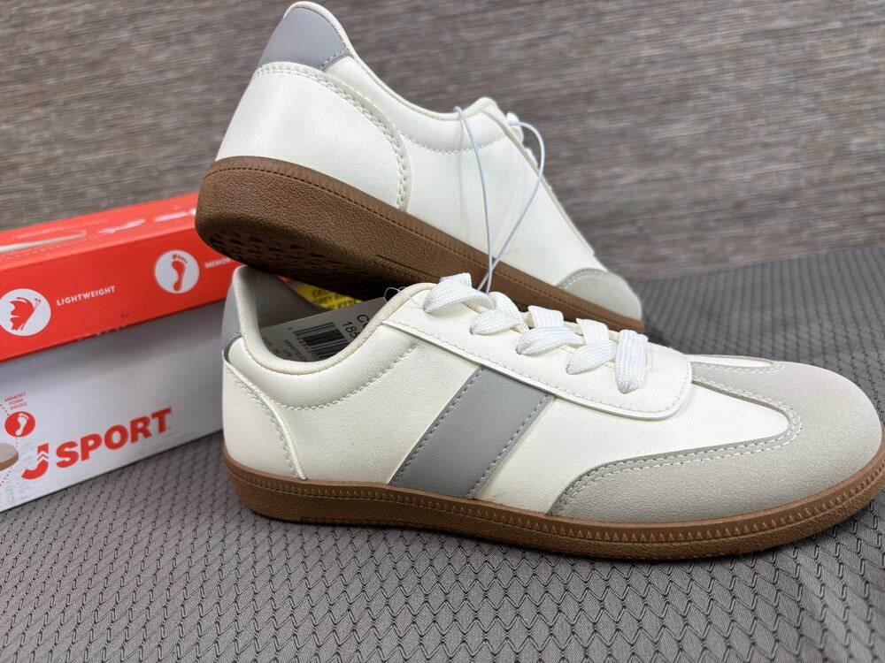 J Sport Women's Sz 6 Cecily Memory Foam White Gray Lightweight Shoes S5CEY99 NEW